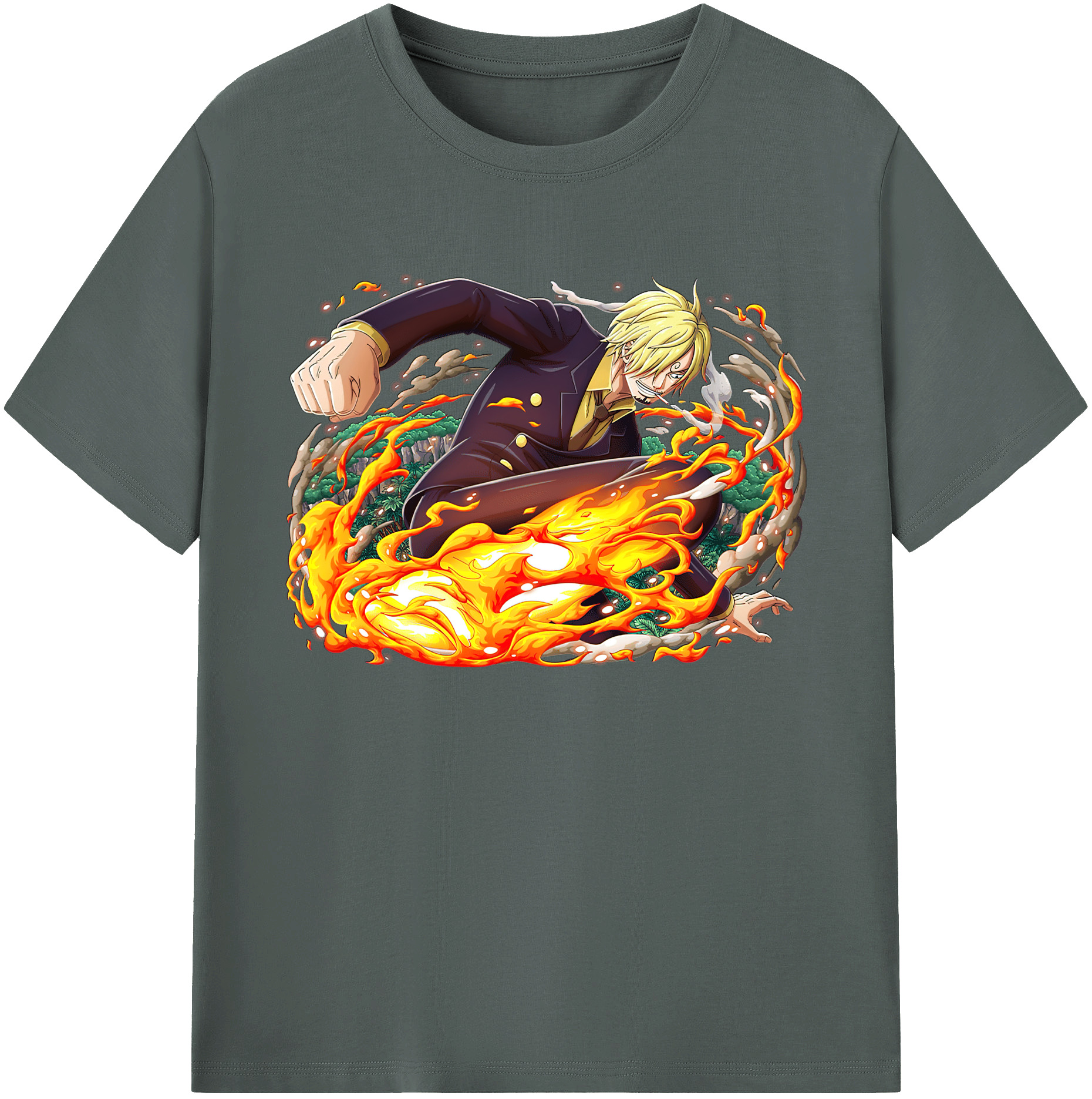（画像用） ワンピース サンジ ONE PIECE Sanji 綿100％ メンズ半袖Tシャツ｜肌触りやわらか＆通気性
